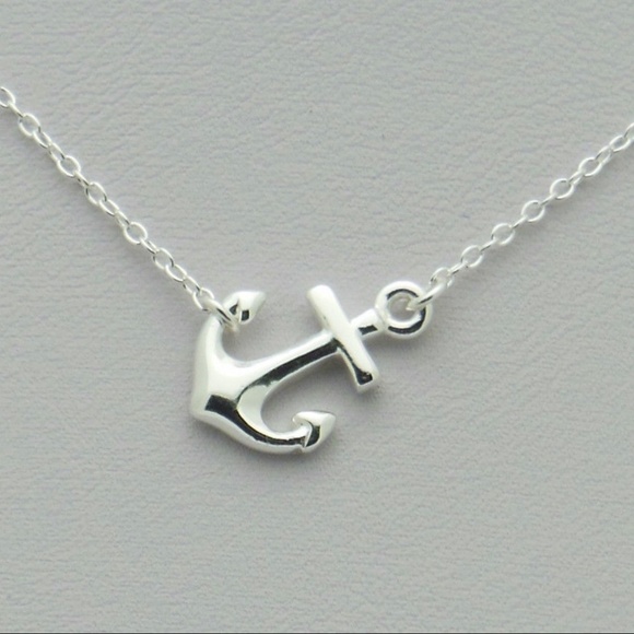 Sterling Silver Sideways Anchor Necklace - Picture 1 of 4